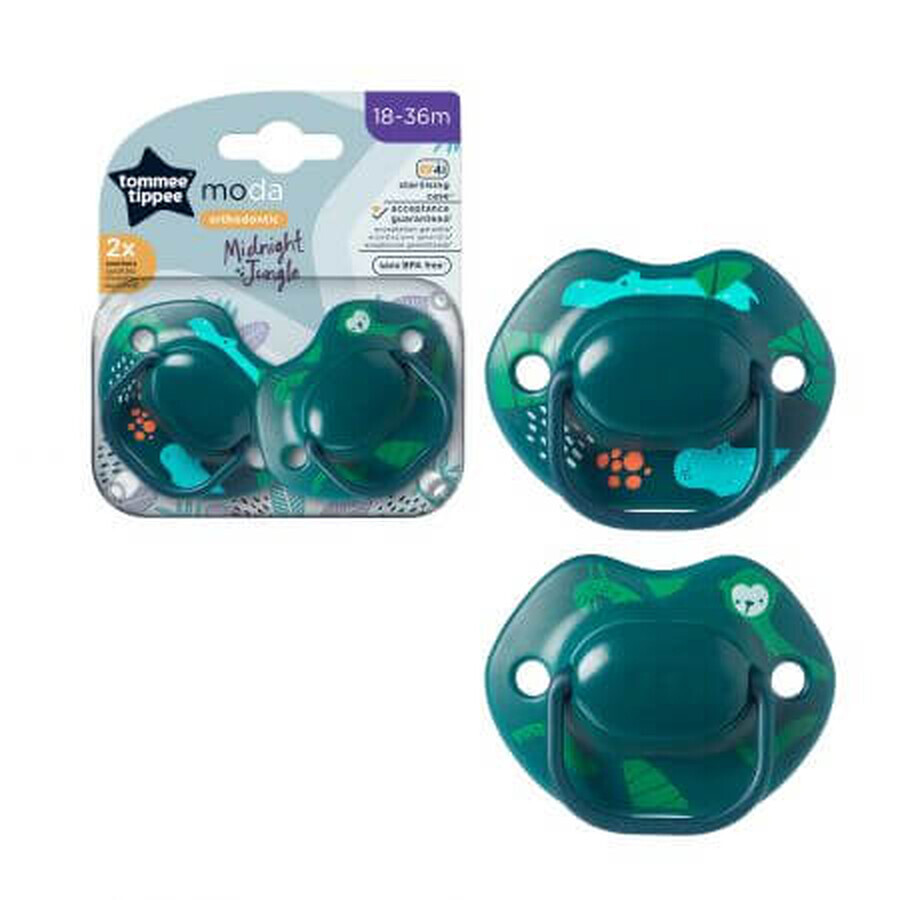 Chupetes ortodónticos de moda, 18 - 36 meses, Verde, 2 pcs, Tommee Tippee