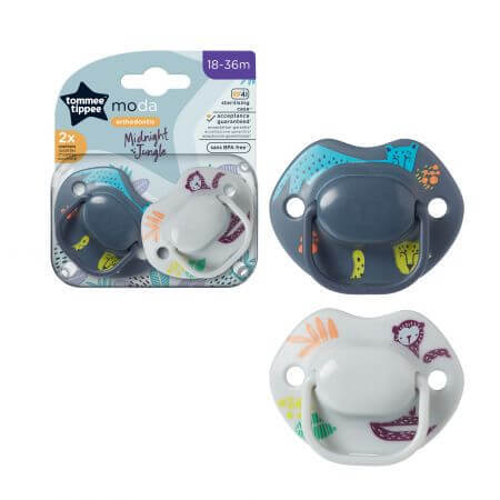 Chupetes ortodónticos de moda, 18 - 36 meses, Verde / Blanco, 2 pcs, Tommee Tippee