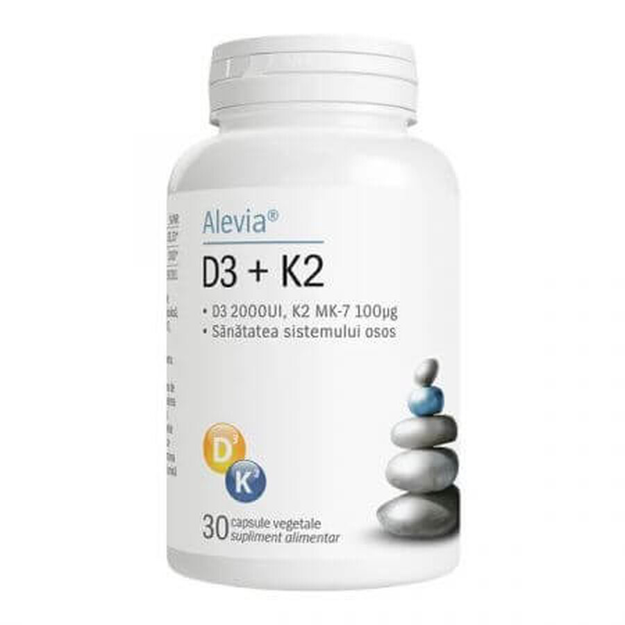 Vitamina D3 + Vitamina K2, 30 cápsulas, Alevia