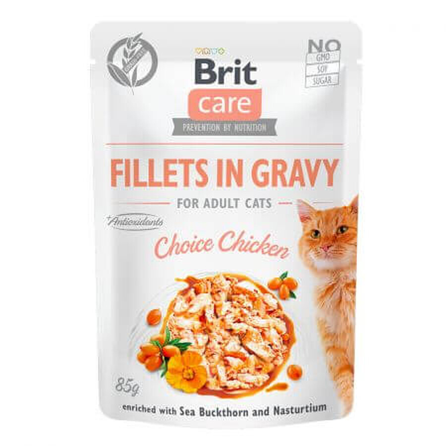 Natvoer met kipfilets voor katten Brit Care Filets in Gravy Choice Chicken, 85 g, Brit