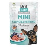 Comida húmeda de salmón para perros esterilizados Filetes en salsa Mini, 85 g, Brit