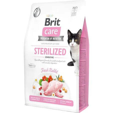 Gedroogd konijnenvoer voor katten Brit Care GF Sterilized Sensitive, 2 kg, Brit