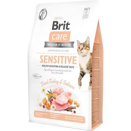 Brit Care GF Healthy Digestion &amp; Delicate Taste pienso seco para gatos con salmón y pavo, 2 kg, Brit