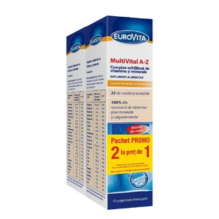 Multivital A-Z, 15 + 15 comprimés effervescents, Eurovita