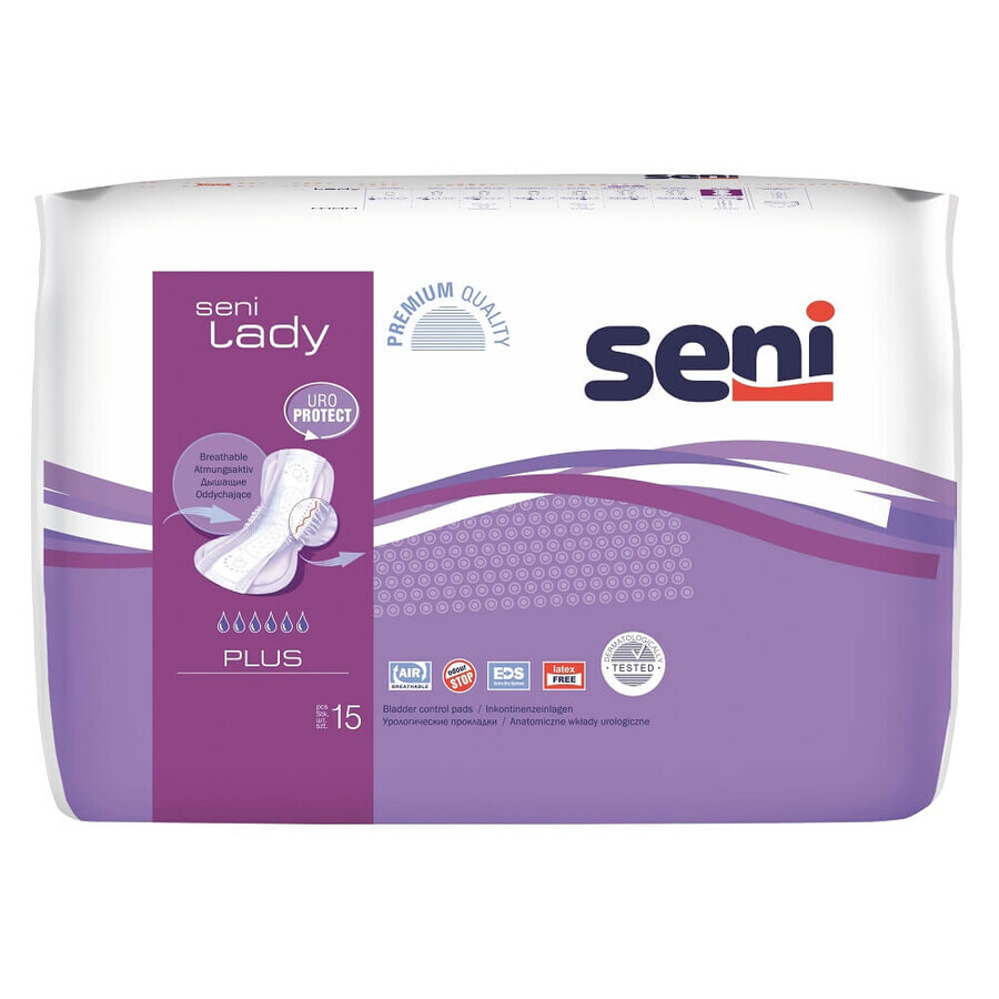 Absorbante urologice pentru femei, Plus, 15 bucati, Seni Lady