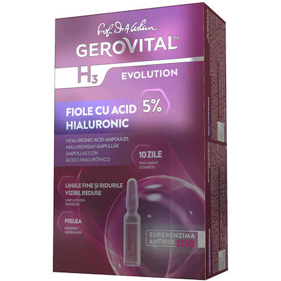 Gerovital H3 Evolution viales ácido hialurónico, 10 viales x 2 ml, Farmec