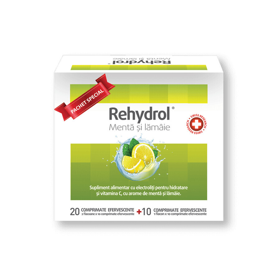 Rehydrol Menta y Limón 2fl x 10cpr.eff + 10cpr eff regalo MBA Pharma