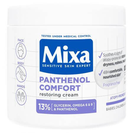 Panthenol Confort crema reparadora para cara y cuerpo con tendencia atópica, 400 ml, Mixa