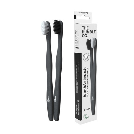 Cepillo de dientes vegetal Soft, Blanco + Negro, 2 piezas, The Humble Co