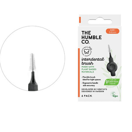 Cepillo interdental vegetal, S1, Naranja, 6 piezas, The Humble Co