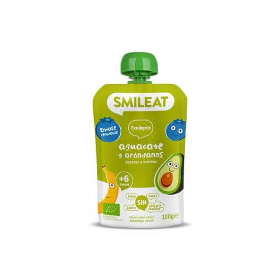 Bio Avocado- und Heidelbeerpüree, +6 Monate, 100 g, Smileat