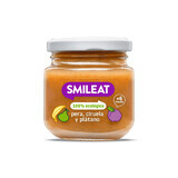 Puré ecológico de pera, ciruela y plátano, +6 meses, 130 g, Smileat