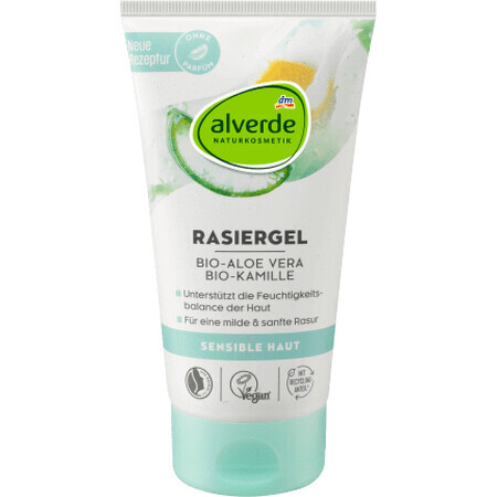 Alverde Naturkosmetik Gel da barba biologico con aloe vera e camomilla biologica, 150 ml