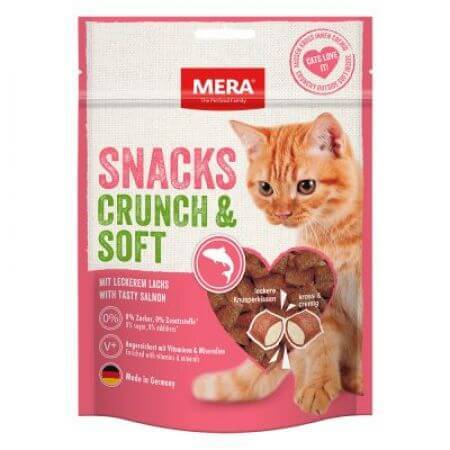 Snacks de salmón para gatos Crunch Soft, 200 g, Mera