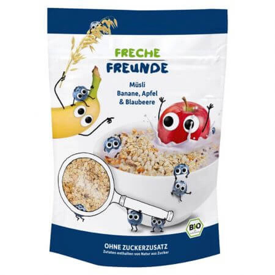 Bio-Musli mit Bananen, Äpfeln und Heidelbeeren, 220 g, Freche Freunde