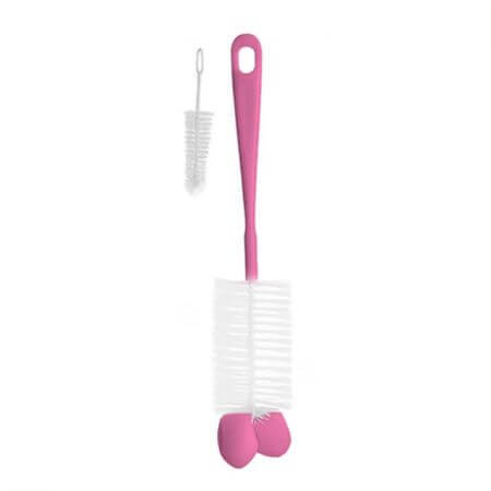 Cepillo para biberones y tetinas con esponja, Rosa, BabyOno