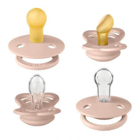 Set 2 ciucci in lattice + 2 ciucci in silicone Collezione Try-it, 0 mesi+, Blush, 4 pezzi, Bavaglini