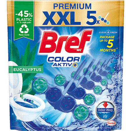 Ambientador de WC Bref Active color eucalipto, 5 unid.