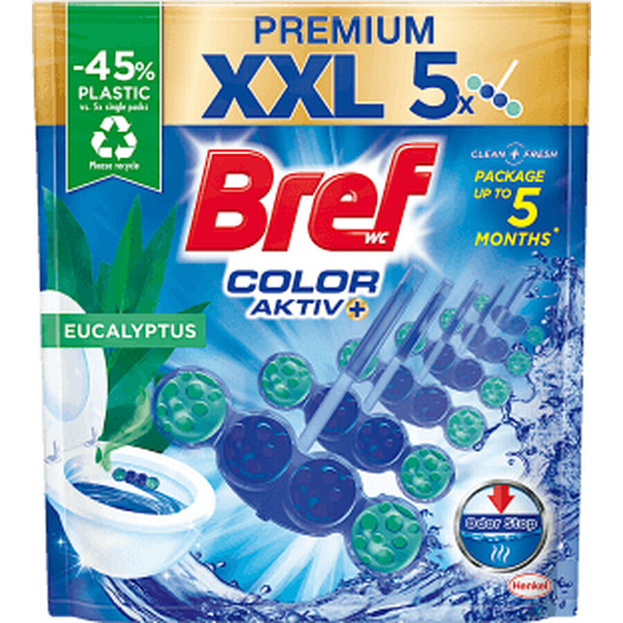 Bref Active colour toilet freshener eucalyptus, 5 pcs