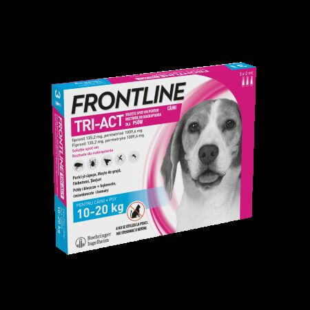 Frontline Tri-Act M Spot-on Lösung für Hunde 10-20 kg, 3 Pipetten, Frontline