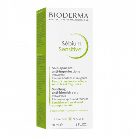 Bioderma Sebium Sensitive Fluide apaisant et hydratant pour la peau acnéique, 30 ml