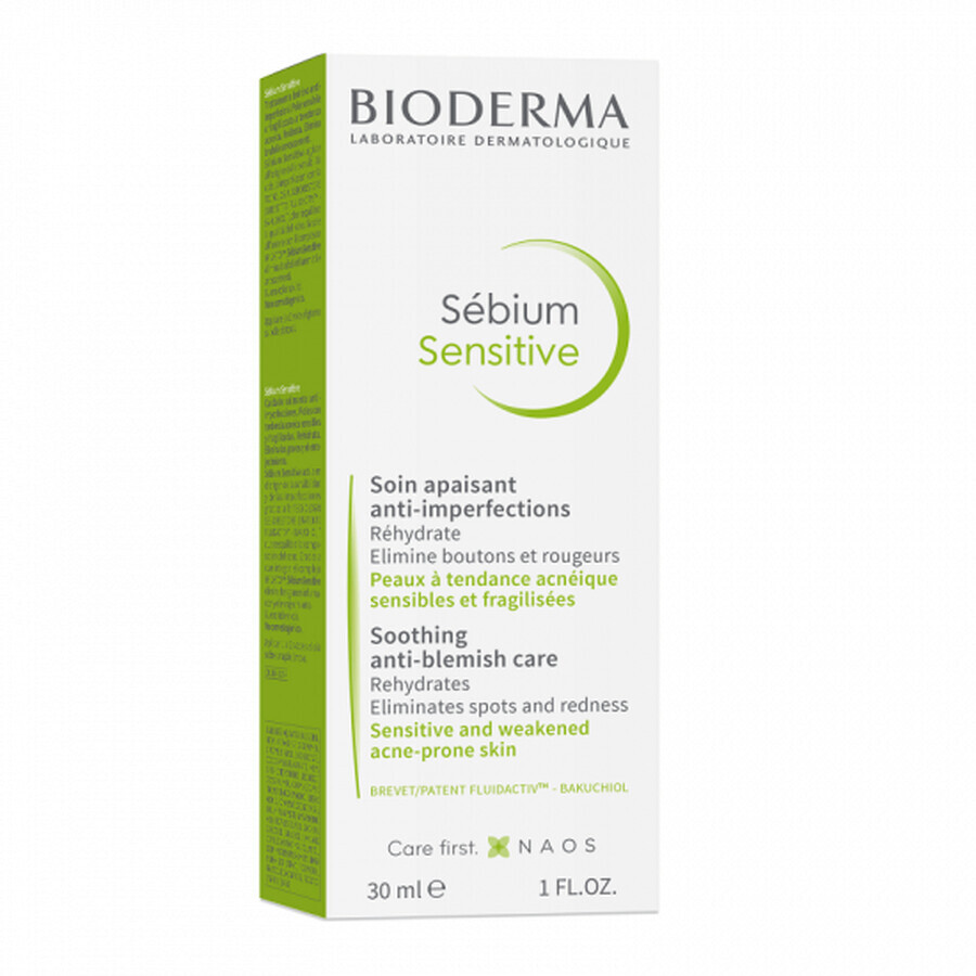 Bioderma Sebium Sensitive Fluid calmant si hidratant pentru pielea acneica, 30 ml