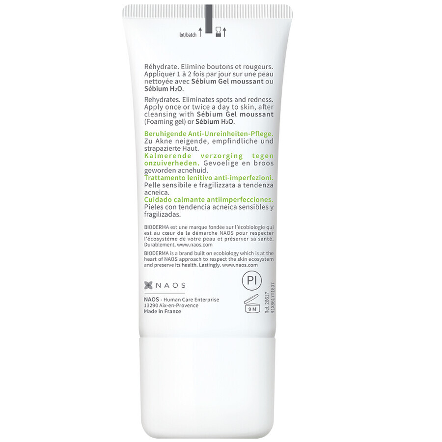 Bioderma Sebium Sensitive Fluide apaisant et hydratant pour la peau acnéique, 30 ml