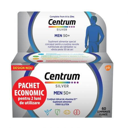 Centrum Silver 50+ voor mannen, 60 tabletten, Gsk