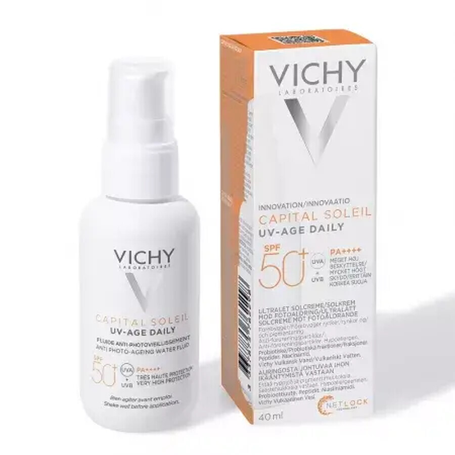 Vichy Capital Soleil Fluido Solar Antiedad FPS 50+, 40 ml