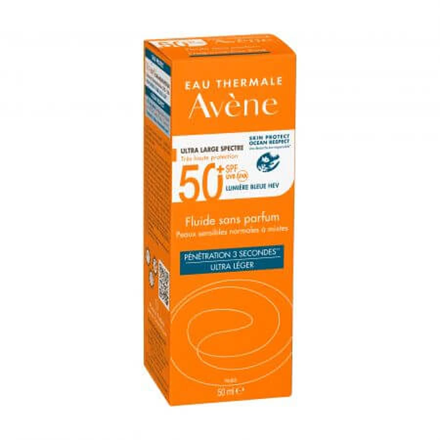 Parfümfreies Fluid für Sonnenschutz SPF 50+, 50 ml, Avene