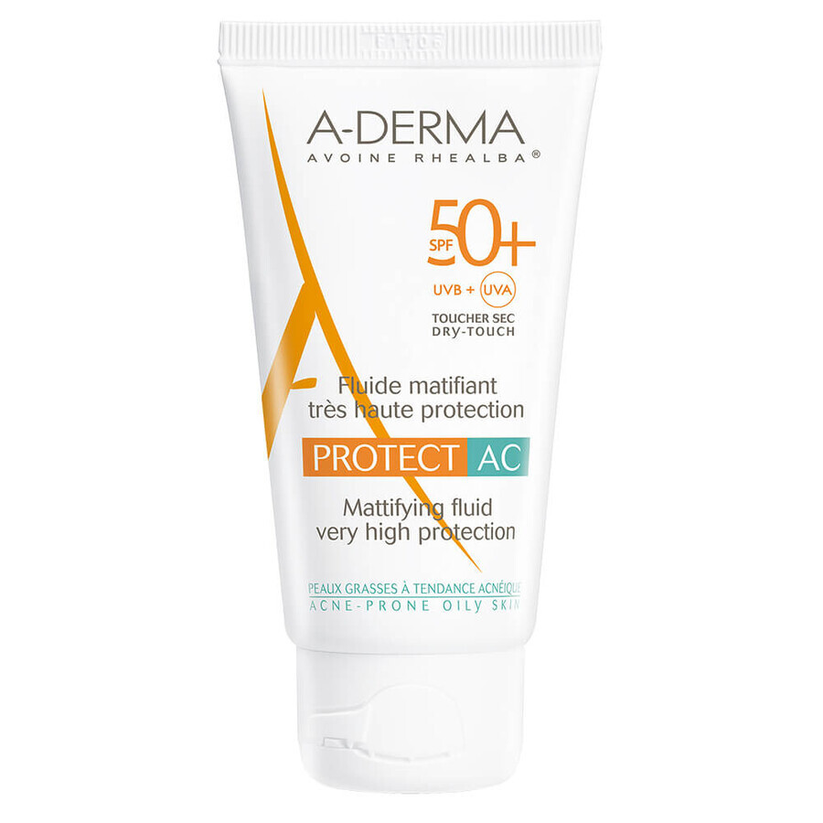 A-Derma Protect AC Fluid matifiant pentru protectie solara cu SPF 50+, 40 ml