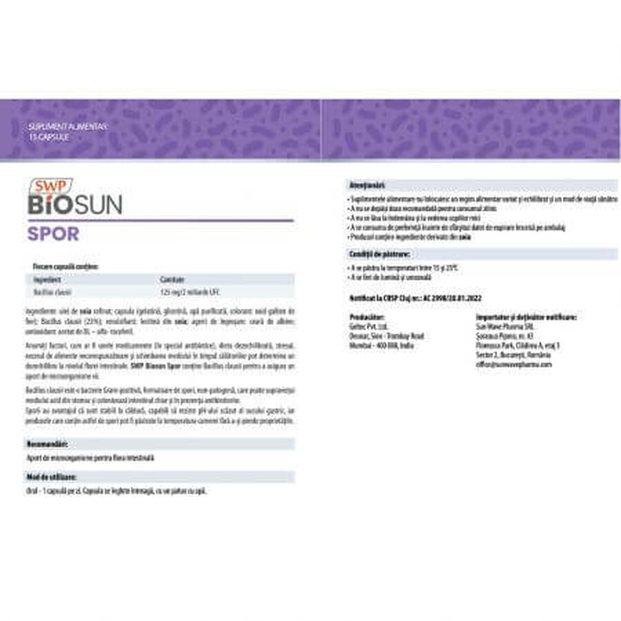 BioSun Spor, 15 cápsulas, Sun Wave Pharma