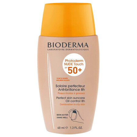 Fluido para pieles mixtas y grasas Golden Photoderm Nude Touch SPF 50+, 40 ml, Bioderma