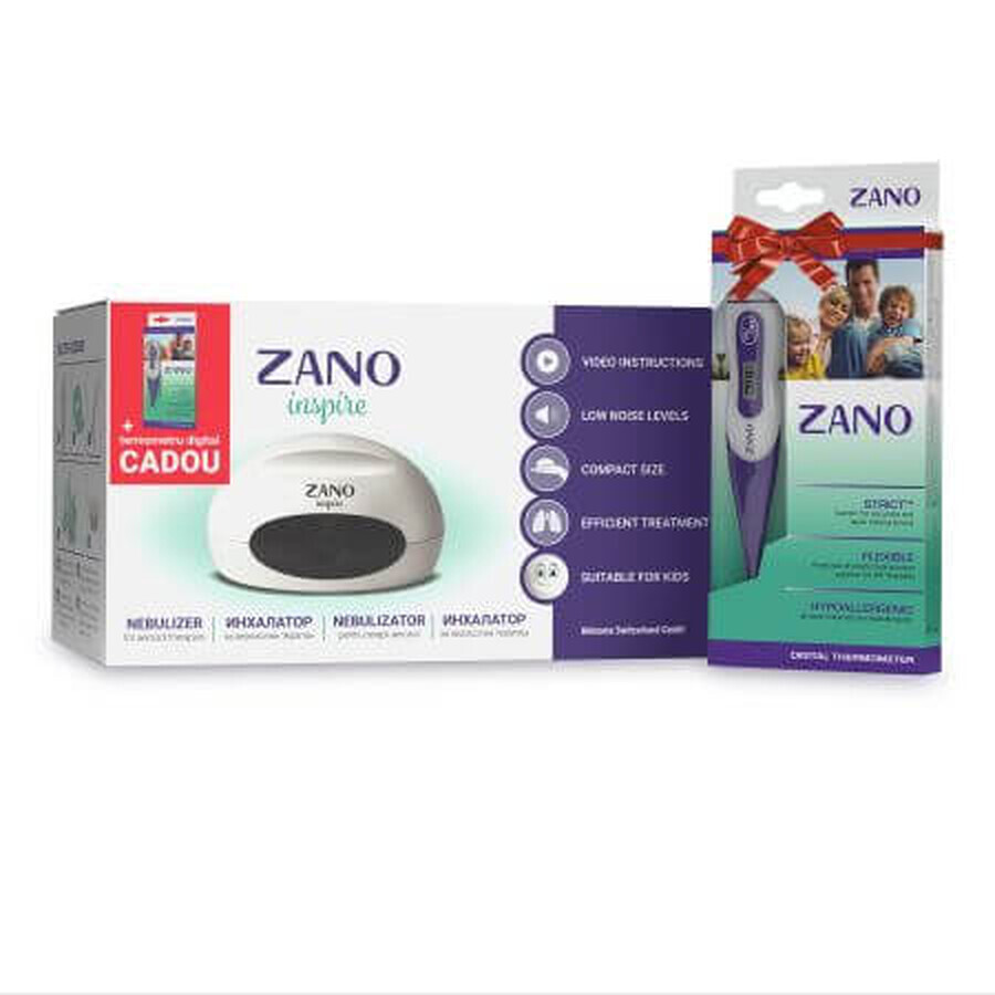 Zano Inspire Compressor Nebulizer for children and adults + Thermometer, Unicoms