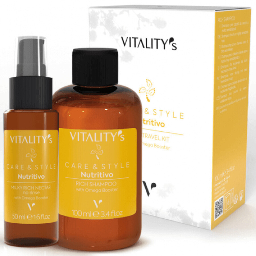 Kit de viaje Vitality's Care&amp;Style Nutritivo Rich para cabello seco 1x100ml 1x50ml