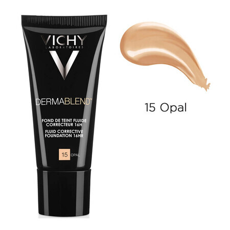 Vichy DermaBlend Corrective Foundation mit 16 Stunden Deckkraft, Farbton 15 Opal, 30 ml