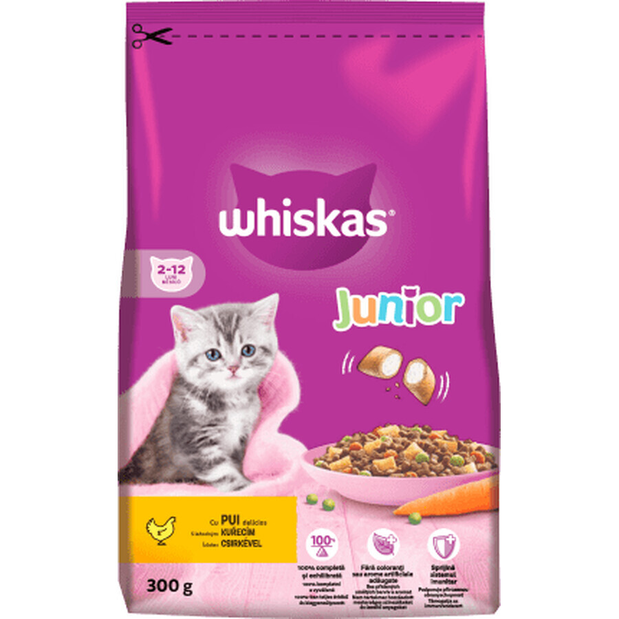 Whiskas Junior Pienso Seco con Pollo, 300 g