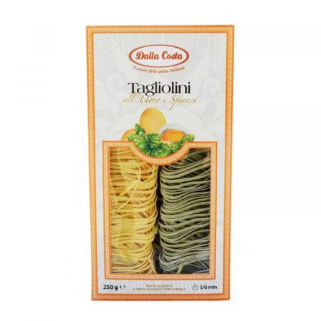 Tagliatelle pasta with egg and spinach Bicolore, 250 g, Dalla Costa