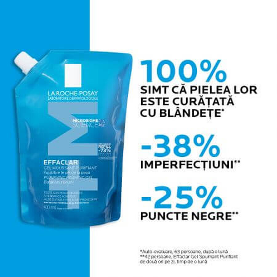 La Roche Posay Effaclar +M Rezerva Gel spumant de curatare purifiant pentru ten gras cu tendinta acneica, 400 ml