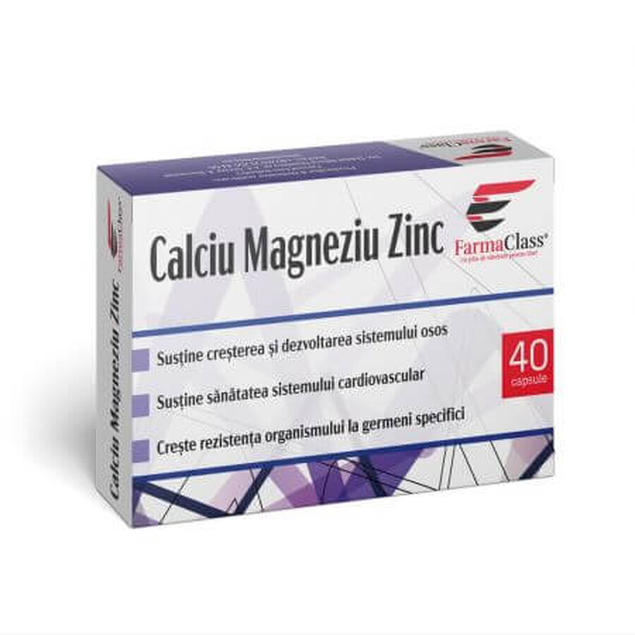 Calcio Magnesio Zinc, 40 cápsulas, FarmaClass