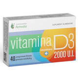 Vitamina D, 2000 UI, 40 comprimidos, Remedia