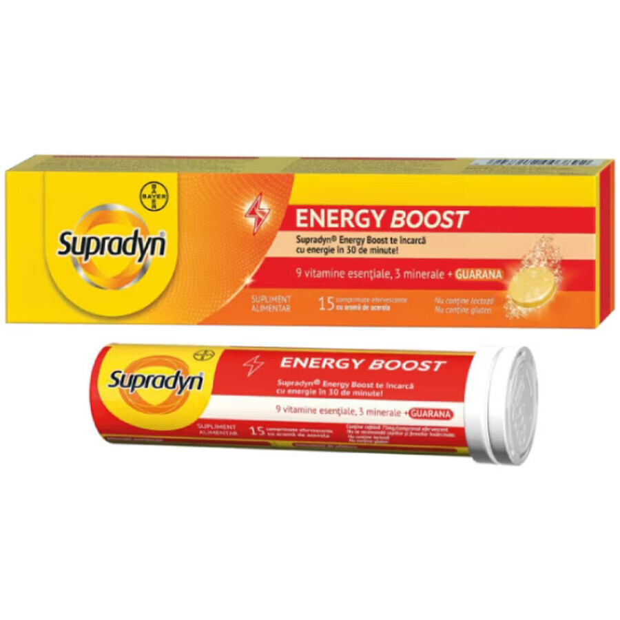 Multivitaminici e minerali Supradyn Energy Boost, 15 compresse effervescenti, Bayer