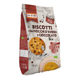 Organic oatmeal and chocolate biscuits, vegan, without palm oil, 350 g, Fior di Loto