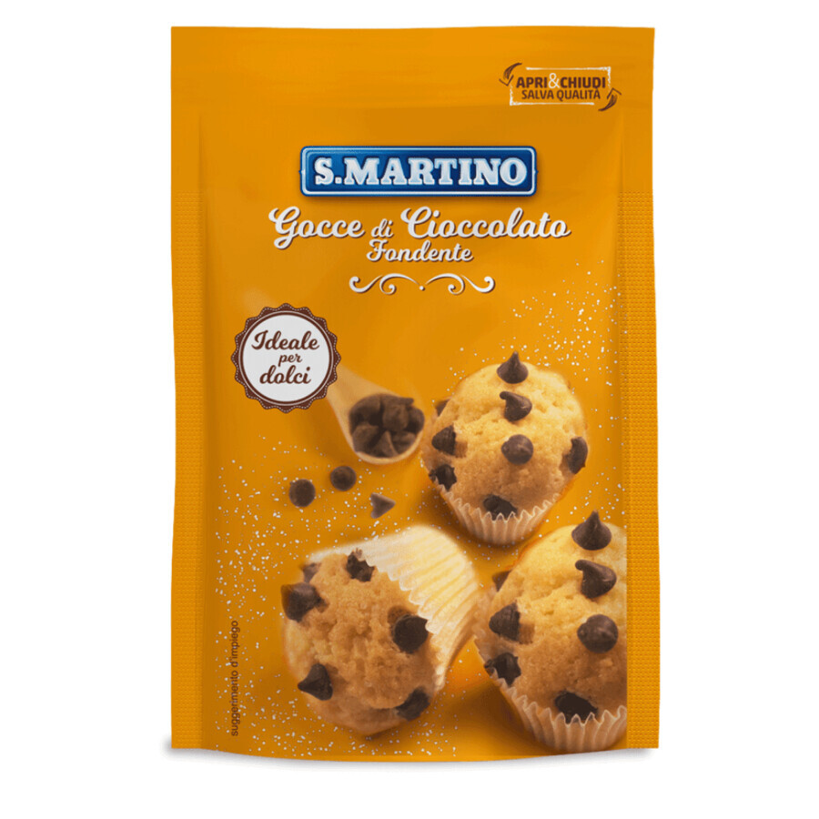 Chispas de chocolate amargo, sin gluten, 125 g, S.Martino