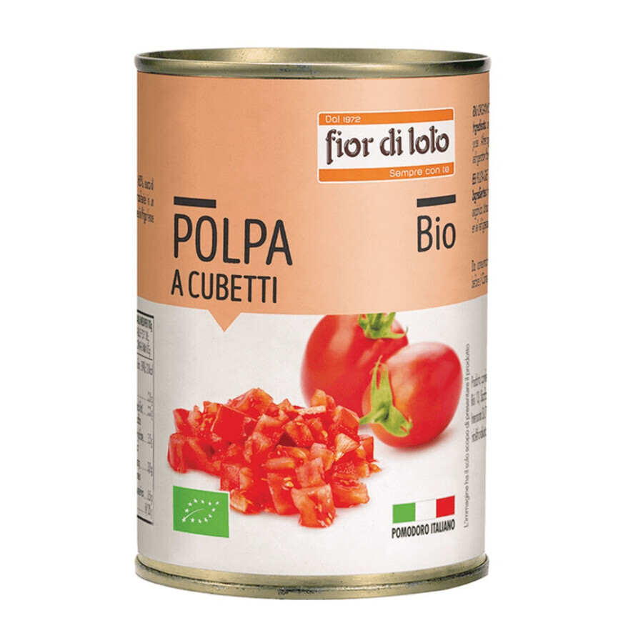 Tomates ecológicos en dados, 400 g, Fior di Loto