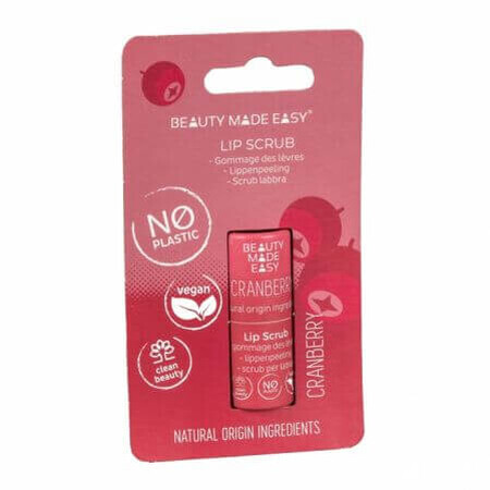 Scrub labbra al mirtillo rosso, 6 g, Beauty Made Easy