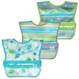 Set de 3 baberos impermeables, Aqua Space, Green Sprouts