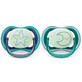 Chupetes fosforescentes Philips Avent Ultra Air, 6-18 meses, 2 piezas, verde y azul, SCF376/13, Philips