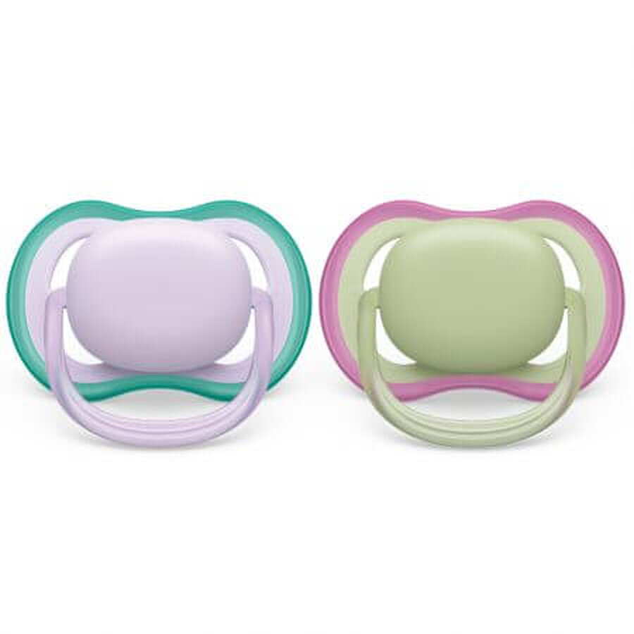 Chupetes Philips Avent Ultra Air, 0-6 meses, 2 piezas, morado y verde, SCF085/24, Philips