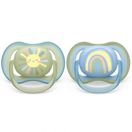 Succhietti Philips Avent Ultra Air, 0-6 mesi, 2 pezzi, Sun and Rainbow, SCF085/58, Philips